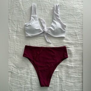 Zaful White and Pink Bikini Set